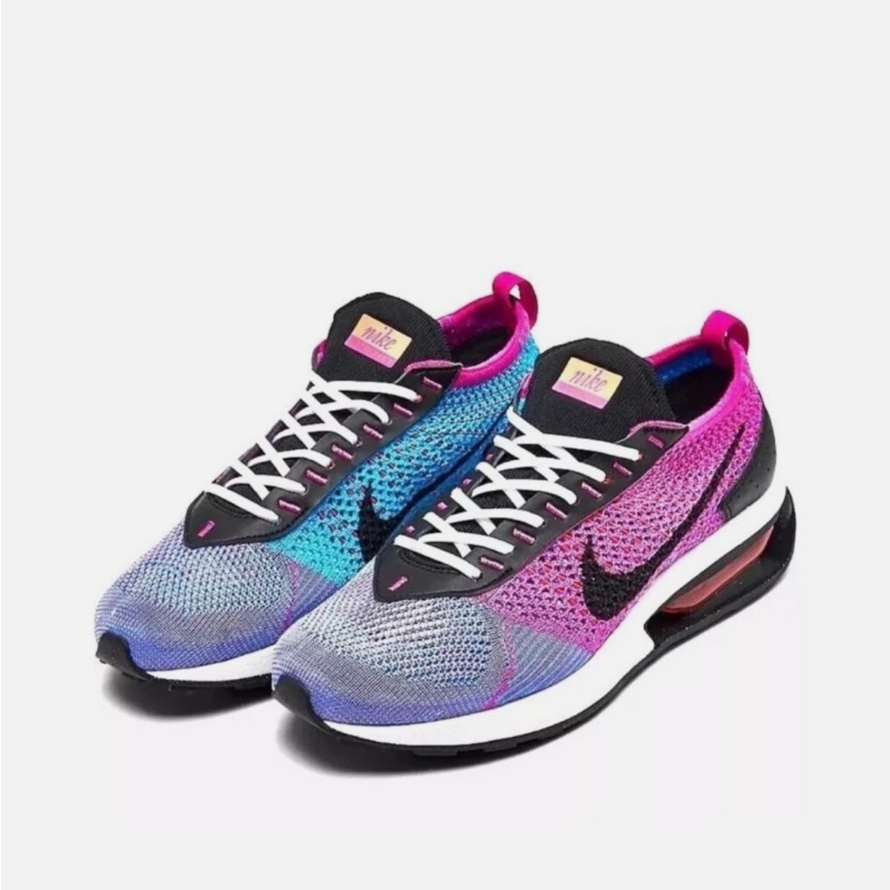 NWOT Nike Women's Air Max Flyknit Racer Sneakers. Pink & Blue. Size US 7, EUR 38